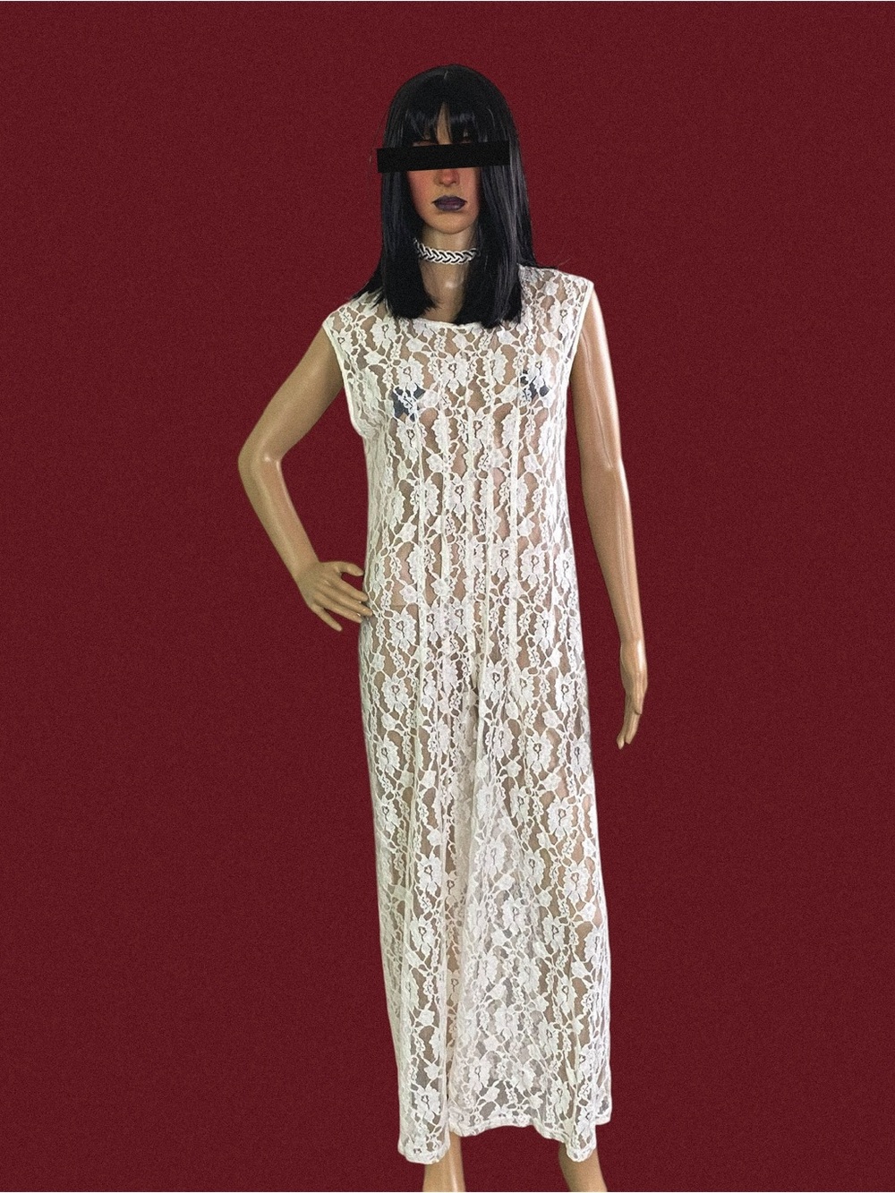 Sheer White Lace Maxi Dress